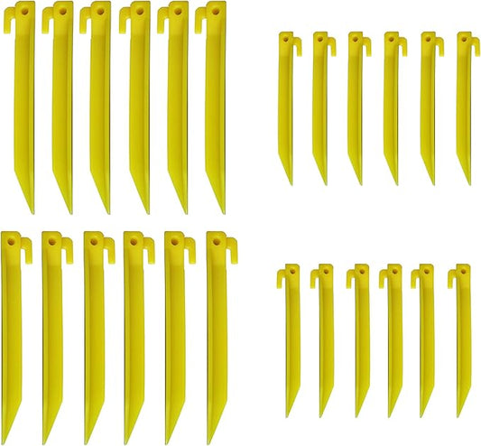 24Pcs Tent Pegs Plastic Spike Hook Awning Camping Caravan Visual Marker,12x 6inch + 12x 9inch