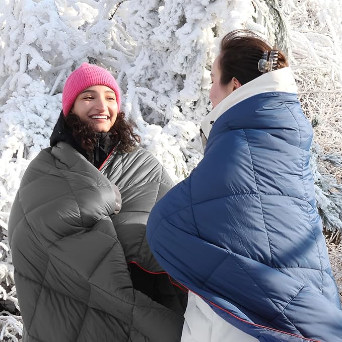 Mini Camping Blanket,Lightweight Puffy Blanket Packable Down Alternative Throw Blanket Waterproof Windproof for Outdoors, Travel, Beach, Airplane, Hiking