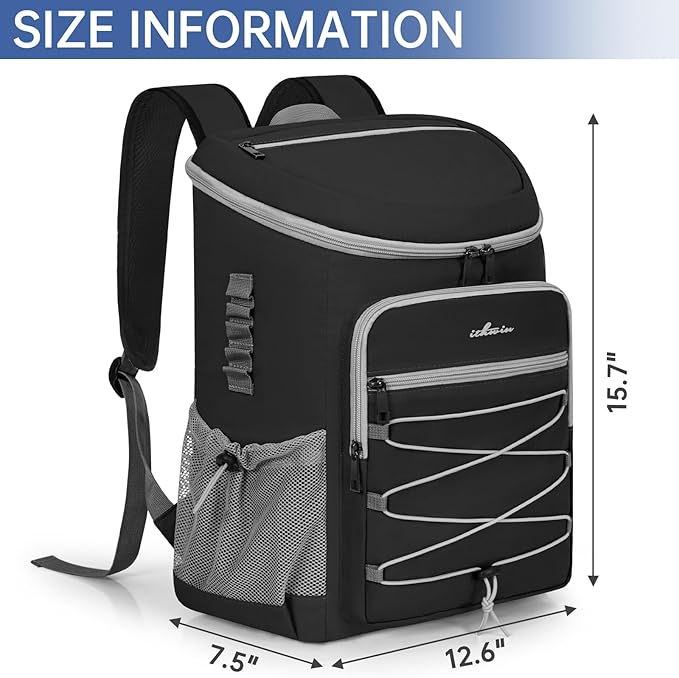 Cooler Backpack, Portable Insulated Leakproof Backpack for 33 Cans (330ml), Lightweight Insulated Soft Cooler Backpack for Picnic, BBQ Camping, Lunch, Beach and Hiking, for Men and Women