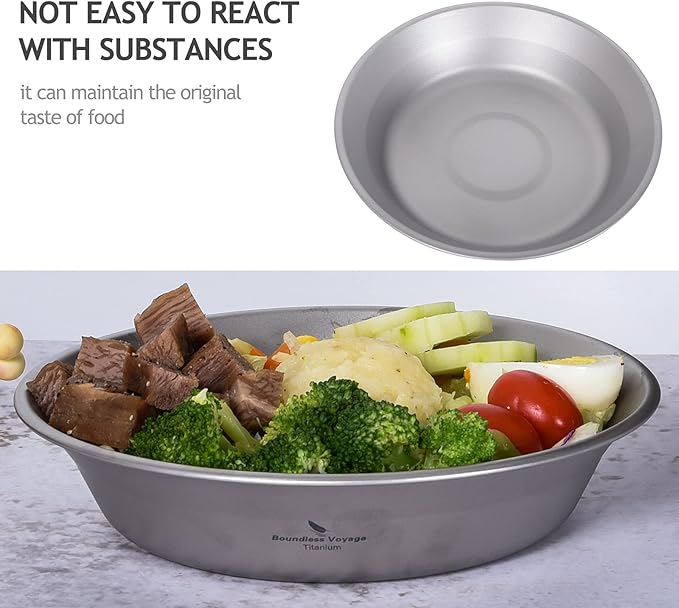 iBasingo Titanium Camping Bowl 174mm Deep Ultralight Backcountry Dining Bowl for Backpackers | 67g Fireproof Cookware | Boil Water Directly Over Flame (Ø174x130x37mm) Ti1112T