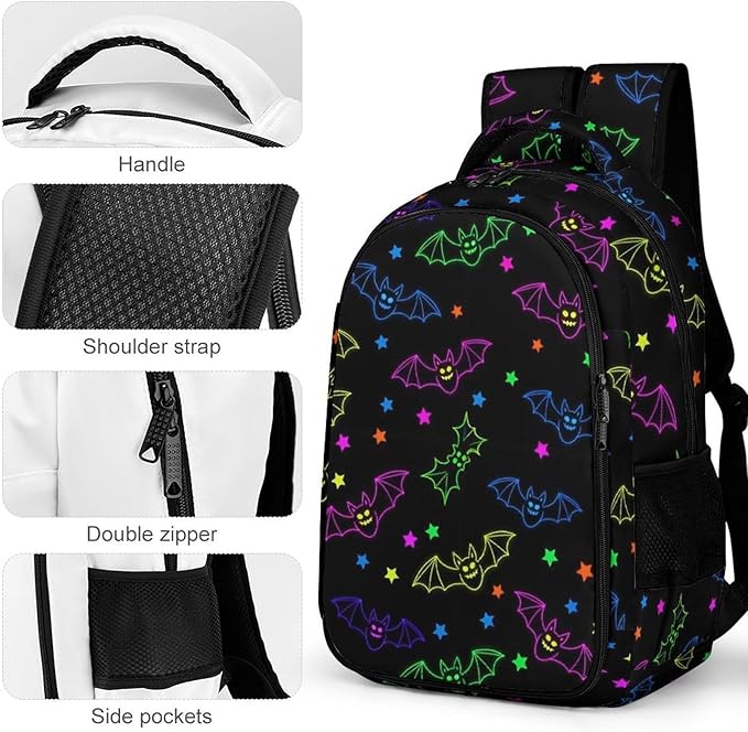 Business Anti Theft Laptop Backpack Halloween Cool Bats Art, Waterproof Travel Computer Bag with Laptop Compartment Gifts for Men Women
