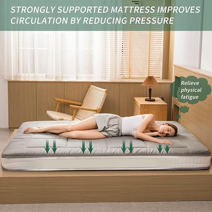 MAXYOYO Cot Mattress Floor Futon Mattress, Narrow Twin Futon Single Bed for Adults, Foldable Roll Up Bed for Kids, Dark Grey
