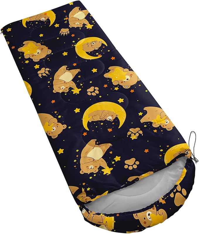 AILONEN Kawaii Puppy Sleeping Bag for Kids Boys Girls,Warm and Cool Weather,Lightweight,Waterproof Backpacking,Cartoon Cute Dog & Duck Animal Themed Blue Sleeping Bag for Camping