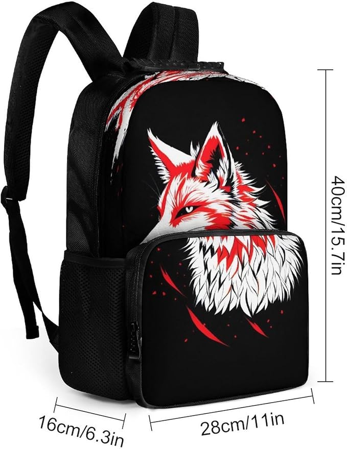 Rucksacks Lightweight Multipurpose Anti-Theft Kitsune Fox Art Shoulder Bag Big Capacity Traveling Camping Backpack With Side Pockets