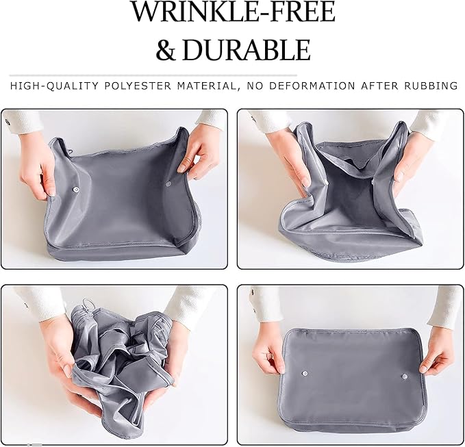 8 Set Packing Cubes for Suitcases Travel Luggage Packing Organizers,Travel Essentials Accessories Luggage Organizer with Shoe Bag Tioletry/Laundry Bag（Grey）