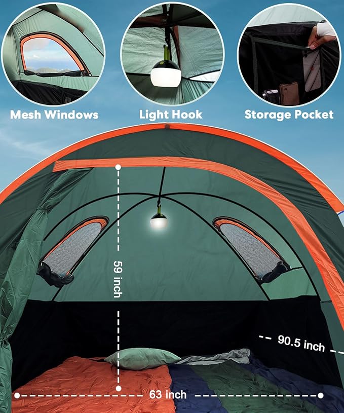LIBERRWAY Truck Bed Tent for 2 Person, 5.5-5.8 FT Pickup Truck Tent with Waterproof Rainfly Oxford for Camping Travel Outdoor Chevy Silverado 1500 Dodge Ram 1500 Ford F-150 GMC Sierra 1500
