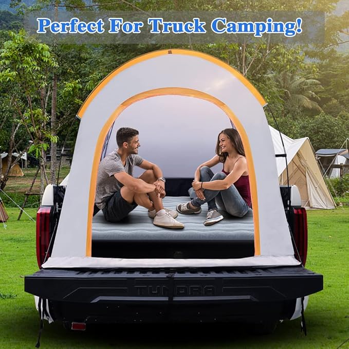 Camping Pickup Truck Bed Air Mattress Thicken Sleeping Pad for 5.5-5.8Ft Full-Size Short Truck Beds Outdoor Camping Car Travel(Grey)