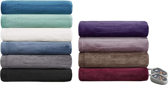 Beautyrest Heated Electric Blanket for Cold Weather, Fast Heating Heated Blanket, Auto Shut Off, Virtually Zero EMF, Multi Heat Setting, UL Certified, Lavender Twin (84 inx62 in)