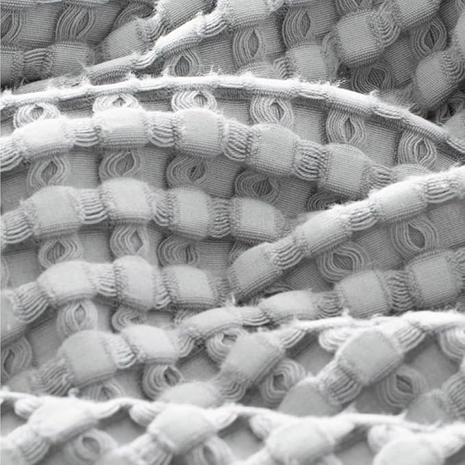 Bedsure Cooling Cotton Waffle Full Size Blanket - Lightweight Breathable Blanket of Rayon Derived from Bamboo for Hot Sleepers, Luxury Throws for Bed, Couch and Sofa, Grey, 80x90 Inches