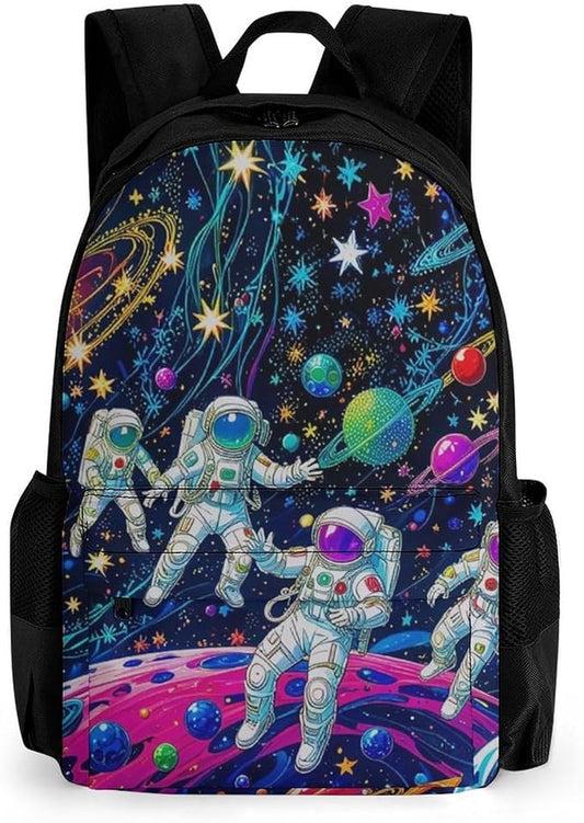 Supdreamc Backpack Lightweight Anti-Theft Multipurpose Fantasy Cosmic Astronauts Stars Galaxy Art Shoulder Bag Large Capacity Travel Hiking Backpack With Padded Straps