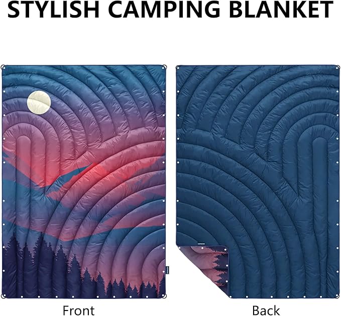 Camping Blanket,Lightweight Down Alternative Puffy Blanket Packable Outdoor Blanket for Camping,Traveling, Stadium, Hiking, Picnics