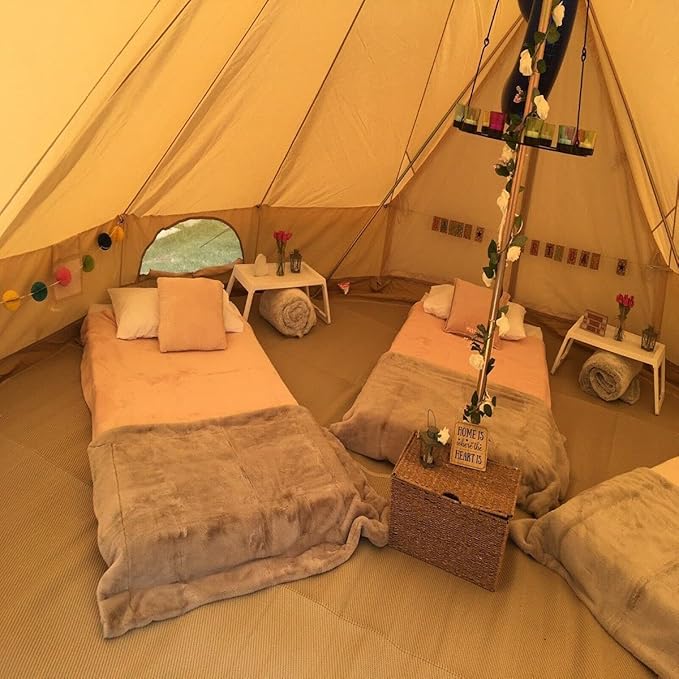 Outdoor Cotton Canvas Bell Tent 4 Seasons Tent for Family Travel Party and Hunting Camping Yurt Tent