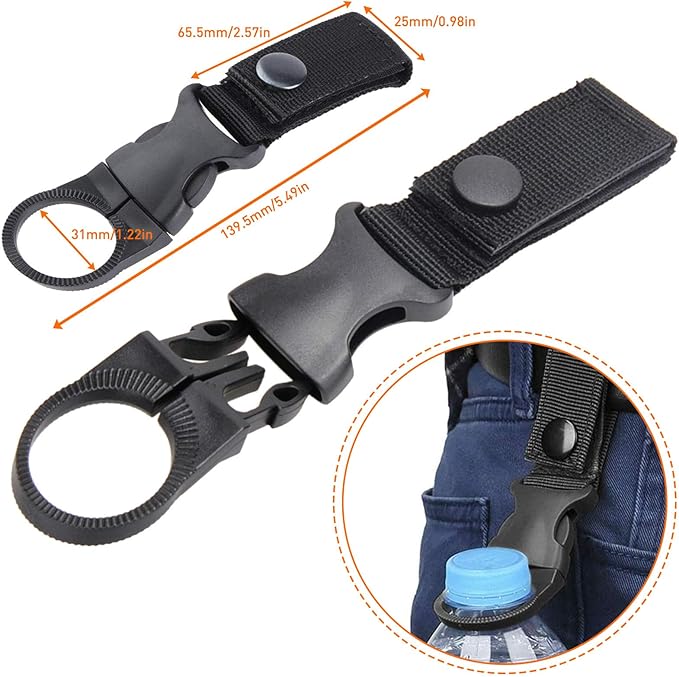 Molle Backpack Attachments Kit of 28 Accessories, D-Ring Grimloc Locking Gear Clip Web Dominator Elastic Strings Strap