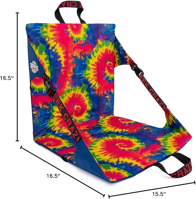 Crazy Creek Original Chair Perfect for Stadium Seats, Camping, Hiking & More, Comfort on All Terrains, Adjustable Straps, Lightweight Design, Water-Resistant Blue Tie Dye