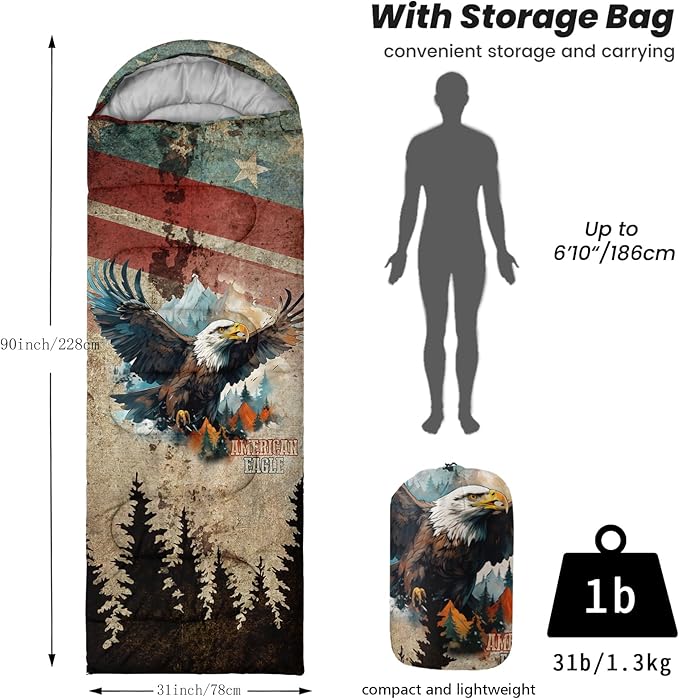 Sleeping Bags for Adults Youth Kids,3D Printing Camping Sleeping Bag for Girls Boys Lightweight Waterproof Cold/Warm Weather Sleeping Bag for 3 Seasons