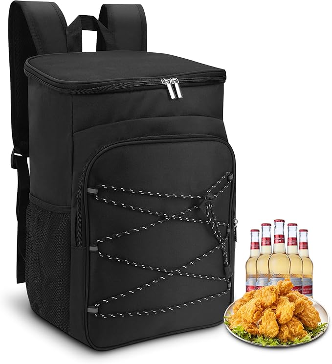 Backpack Cooler, Oxford Cloth Insulated Leak Proof Cooler Bag with Side Pockets for Men and Women Camping Picnic Beach Outdoor Travel