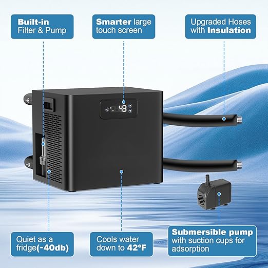 Ice Bath Chiller for Cold Plunge Tub with Built-in Pump & Filter, 1/3 HP Water Chiller for Ice Bath Recovery, Submersible Pump Included, Cold Plunge Chiller System 110V