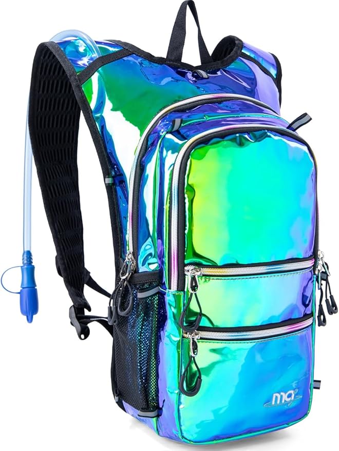 Hydration Backpack Pack with Cool Lights, 2L Water Bladder, Lightweight Bag for Running, Hiking, Bike, Climbing, Music Festival Essential, and Rave