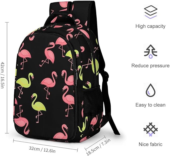 Nurse Teacher Travel Backpack Pink And Turquoise Flamingo Purse, Cute Laptop Backpack with Tumbler Holder for Women College Work Casual Daypack