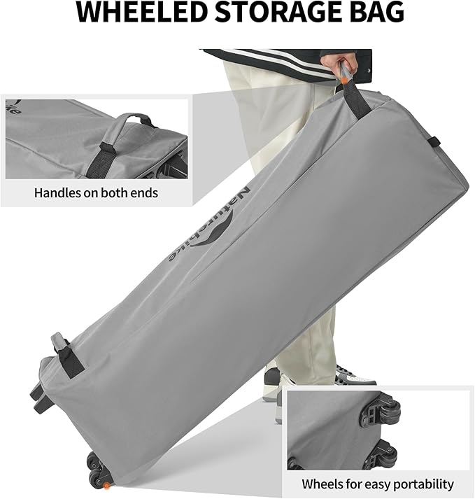 Naturehike Queen-Sized Airbed Cot Combo, Folding 2 Person Camping Cot with Air Mattress, Side Table and Wheeled Carry Bag, Camping Bed for Outdoor Camp Guests (Pump Not Included)
