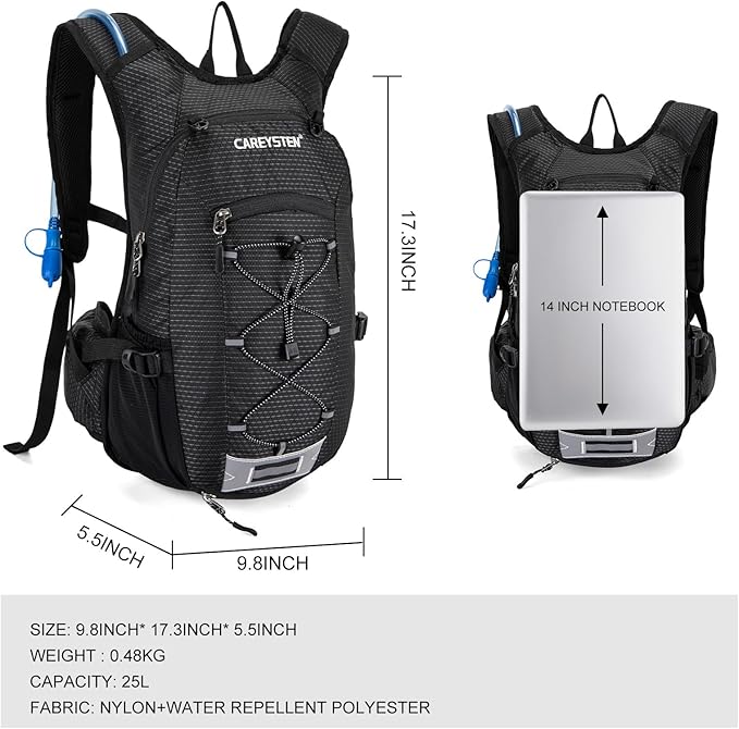 Hydration Backpack Cycling Backpack Women Running Backpack Water Backpack for Hiking Biking Backpack for Men Equipped with 2L Water Bag