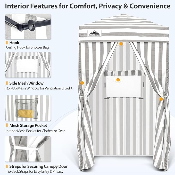 EAGLE PEAK Flex Ultra Compact 4x4 Pop-up Canopy, Sun Shelter, Changing Room, Portable Privacy Canopy Cabana for Pool, Fashion Photoshoots, or Camping, Gray/White