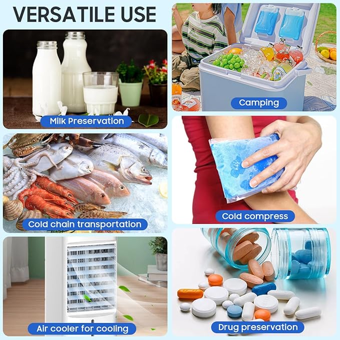 Homoyoyo Temperature Reduction Air Cooler Ice Crystal Box Pack Reusable Cold Packs for Office Home Travel