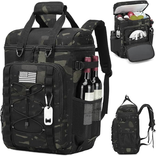 Tactical Cooler Backpack - 42 Cans Backpack Coolers Insulated Leak Proof for Men Adults, Soft Cooler Insulated Backpack for Lunch, Work, Camping, Hiking, Picnic, Beach & Travel