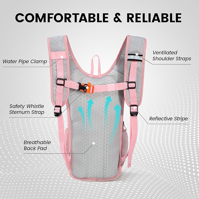 Nepest Kids Hydration Backpack, Mini Water Backpack with 1.5L Water Bladder for Hiking Cycling Running