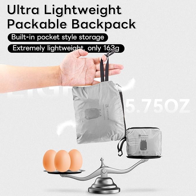 24L Lightweight Packable Backpack waterproof Foldable Hiking Backpacks Small Folding Day pack for Travel day bag for Man Woman Daypack for day trips camping backpacking trips (Yellow)