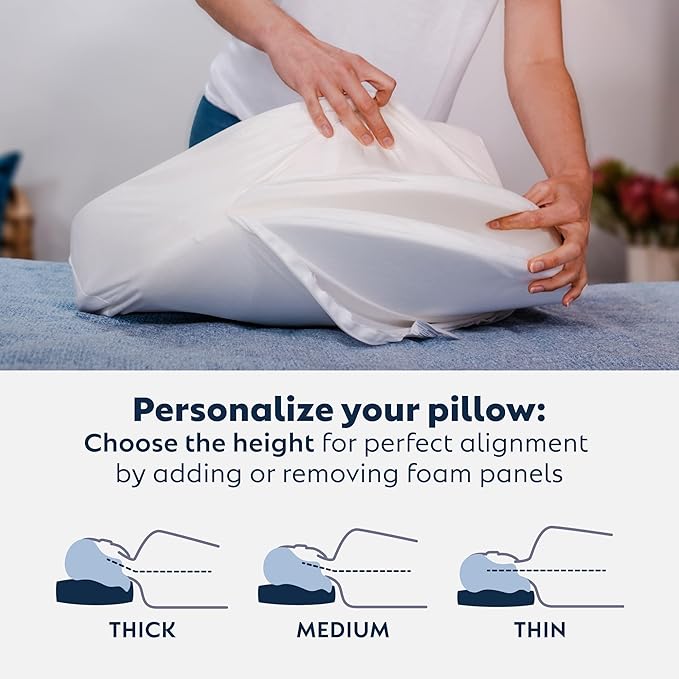 – Side Sleeping Pillow, Height Adjustable, Ear Pain Relief, CPAP Pillow, Wrinkle Prevention, TMJ - Advanced Memory Foam with Soft Cover (Standard)