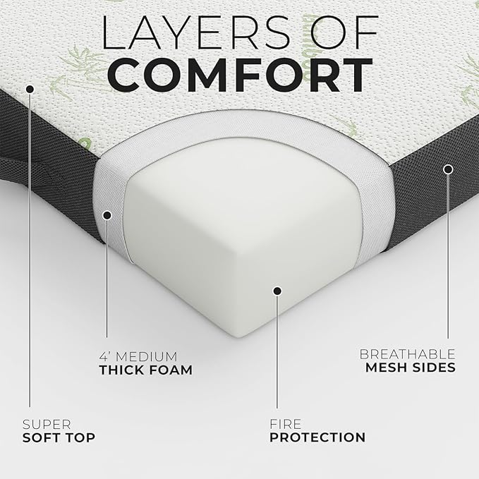 Cozzzi Folding Mattress - Twin Size Trifold Foam Mattress Topper with Removable Cover - Lightweight and Portable Sleeping Mat - Compact and Easy to Storage 75" x 31" x 4” (Grey)