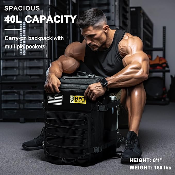 Military Tactical Backpack,Sturdy Work & Molle Laptops Rucksack, Heavy Duty Pack for Hiking Camping Travel Fishing Gym,Black