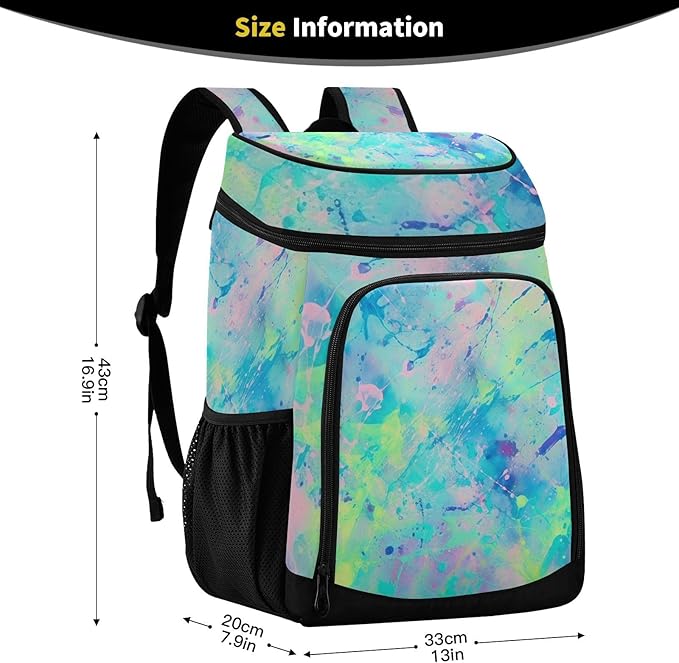 YETTASBIN Leakproof 36 Cans Cooler Backpack for Men Women - Iridescent Insulated Backpack Cooler Large Capacity Waterproof Lunch Bag for Hiking, Camping, Beach, Fishing, Work