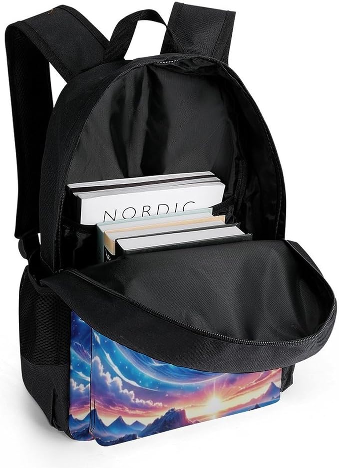 Daypack Backpack Multipurpose Anti-Theft Large Capacity Bookbag, Galaxy Dolphin Star Space Travel Hiking Camping Rucksack With Adjustable Shoulder Straps