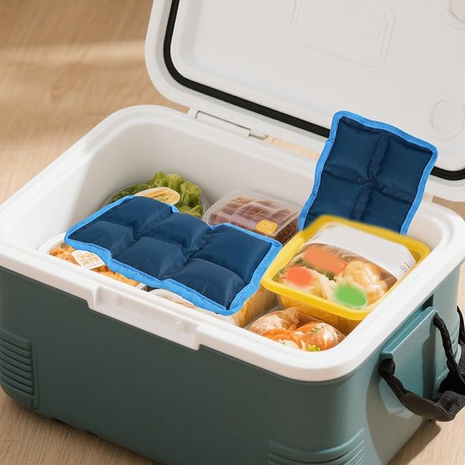 4pcs Reusable Lunch Box Ice Packs, Polyester Long Lasting Cold Packs Blocks Freezer Ice Bag Versatile Cool Cooler Accessories for Adventuring Fishing Camping Climbing Outdoor Activities (Blue)
