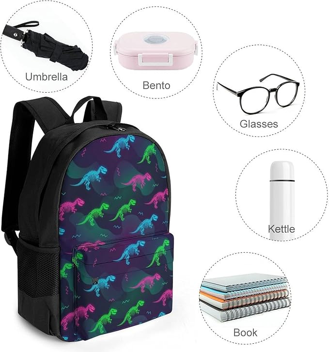 Sports Gym Outdoor Backpack Dinosaur College Bookbag with Large Capacity Rucksack for Men Women