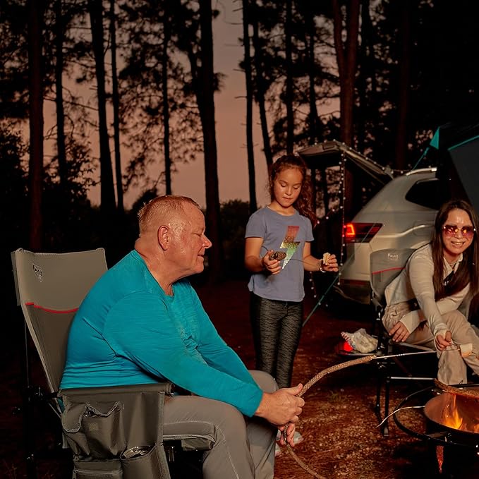 TIMBER RIDGE Oversized Heated Camping Chair for Outdoor Sports, High Back Padded Lawn Chair for Adults Support Up to 500lbs with Cup Holder, Side Pocket(Power Bank not Included)