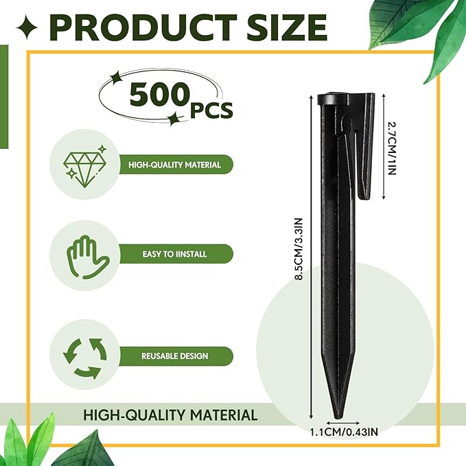 Wenqik 500 Count 3.3‘' Plastic Boundary Wire Stakes Lawn Pegs Landscape Staples Compatible with Robomow Mower, Husqvarna Automower, Pet Fence, for Use in Garden Lawn Fence