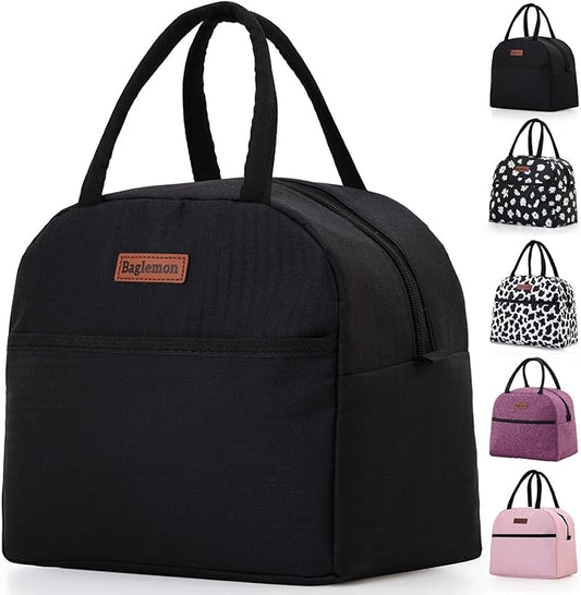 Insulated Lunch Bag for Women Men, Lunch Containers Reusable High Capacity Lunch Tote Bags for Work Picnic (Black)