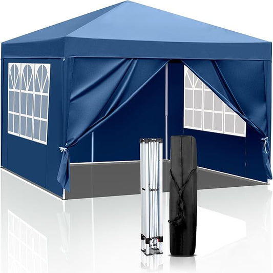 Outvita 10x10ft Ez Pop Up Canopy, Portable Instant Canopy Tent with 4 SideWalls for Outdoor Events, Party, Wedding, Birthday,Graduation