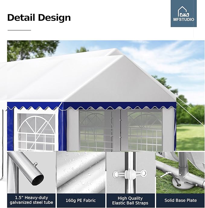 MFSTUDIO 20'x40' Party Tent, Outdoor Heavy Duty Party Tents with Removable Sidewalls, Large Canopy Tent Shelter for Outdoor Events Wedding Birthday, Blue