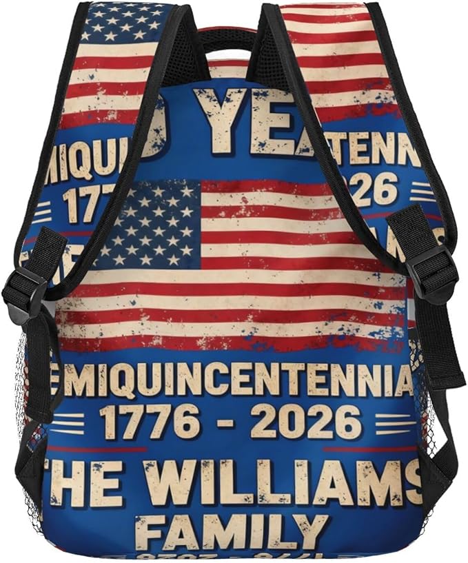 Lightweight Rucksack for Sports Travel Running, Big Capacity Multipurpose Anti-Theft Bookbag, 250 Anniversary USA Patriotic 1776-2026 Art Travel and Sport Backpack Rucksack