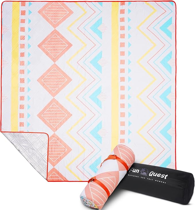 Picnic Blanket Waterproof – Large Sandproof Beach Blanket & Beach Mat, Foldable Machine Washable Outdoor Lawn Blanket, Stadium Blanket & Outside Blankets for Grass, Camping, Park, Travel