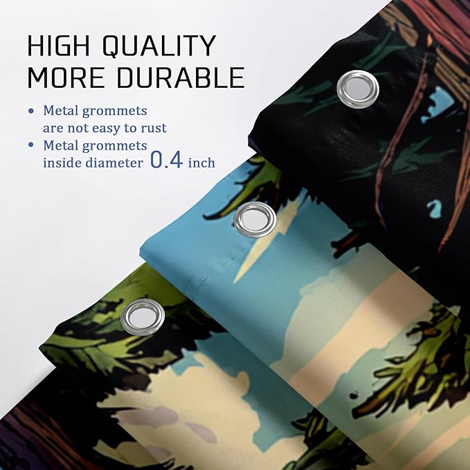 Mountain Lake Shower Curtain, Vibrant Blue Camping Tent Nature Scene Bathroom Decor, Outdoor Spring Summer Wilderness Art Waterproof Fabric Curtain with Hooks 108x72 Inch