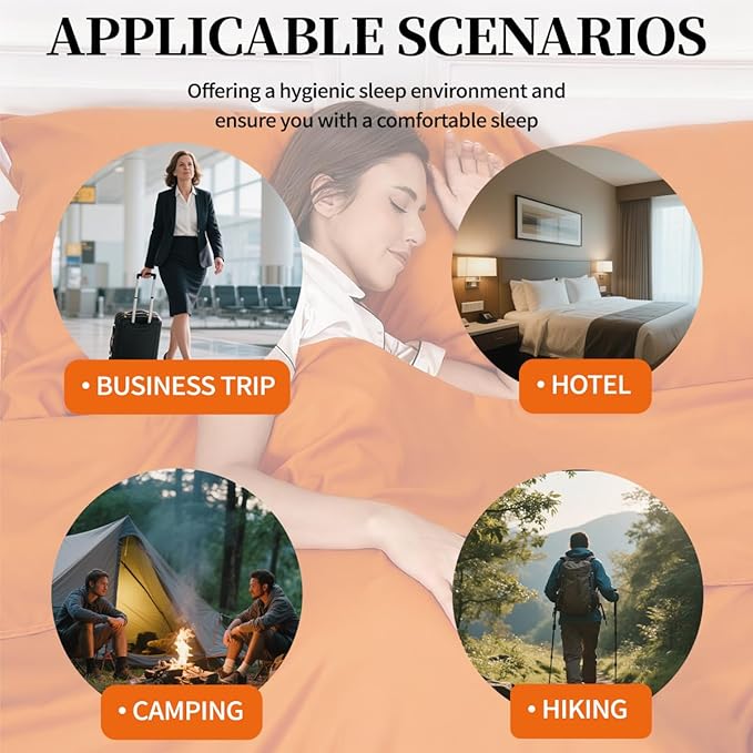 Sleeping Bag Liner Lightweight Compact Sleeping Bag Sack Portable Clean Travel Sheet Camping Sleep Sheet for Backpacking Hotel Hiking