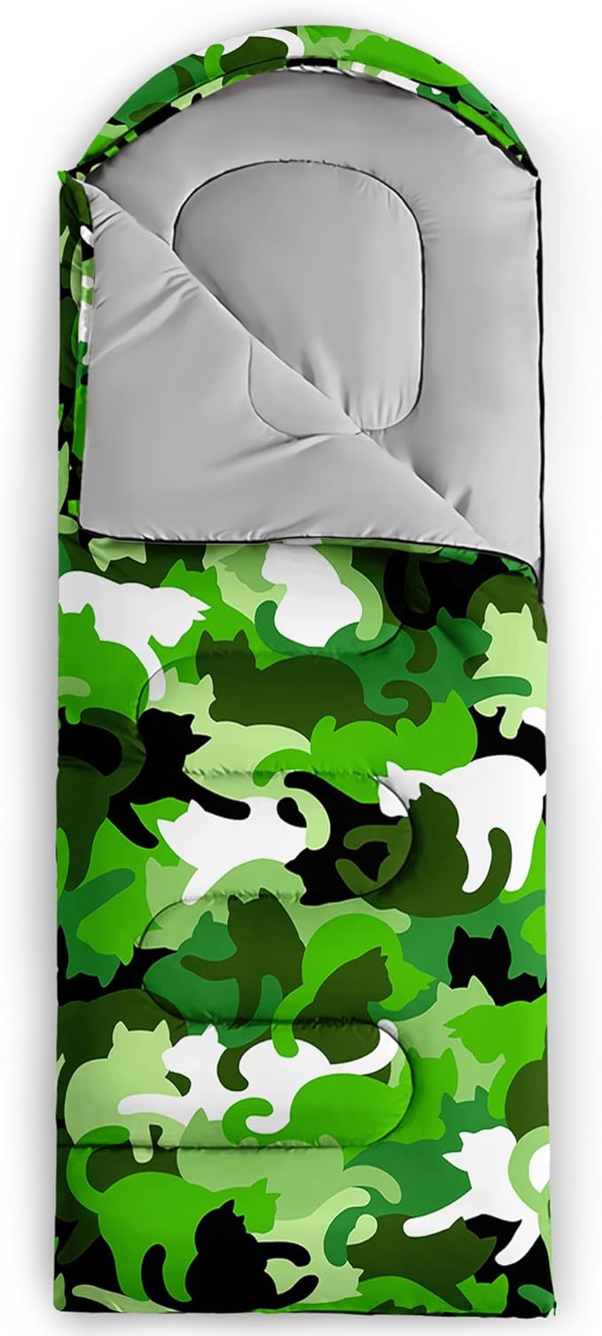 AILONEN Girls Pink Camping Sleeping Bags,Lightweight & Waterproof,3 Season Warm & Cool Weather,Cute Bow Duck Print Sleeping Bags for Kids,Girls,Adults Travelling,Outdoors