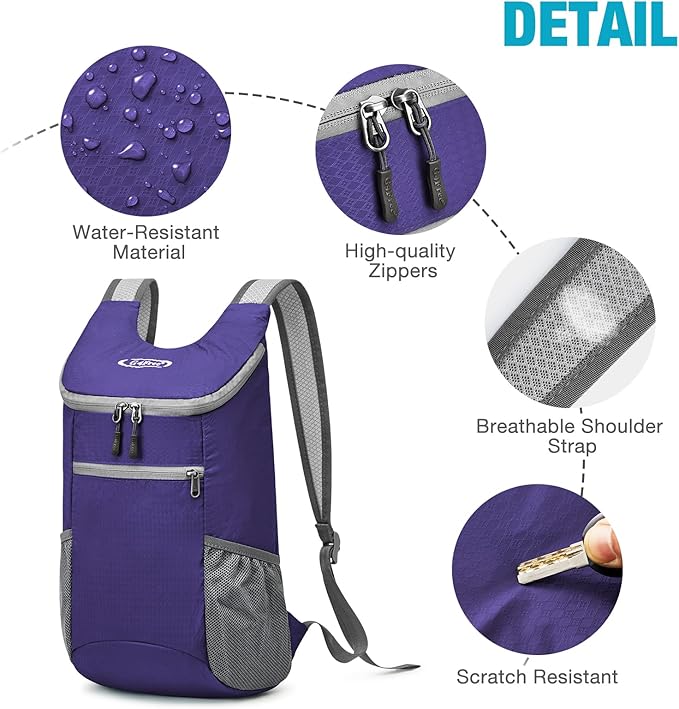 G4Free Lightweight Packable Hiking Backpack for Men Women Small Hiking Daypacks Foldable Shoulder Pack Casual Outdoor Bag 11L