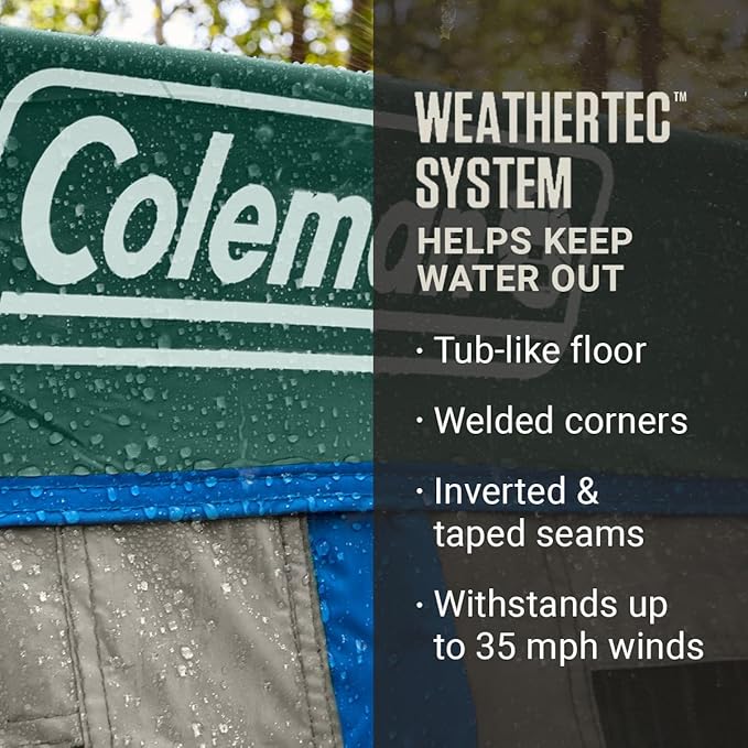 Coleman Skylodge 12-Person Camping Tent with Rainfly & Screened Porch, XL Weatherproof Family Tent Fits 4 Queen-Sized Airbeds, Color-Coded Poles & Sleeves, Made of PFAS-Free Materials