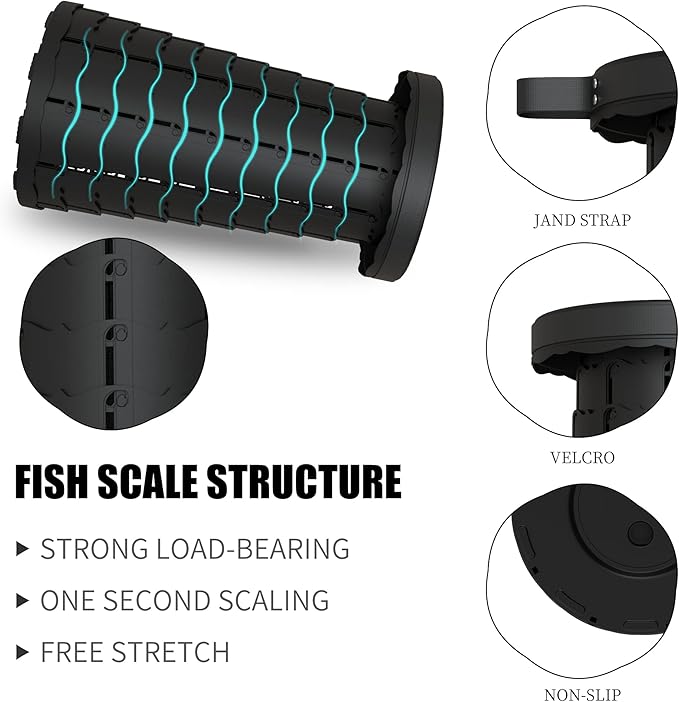 Portable Stool with Swivel Cushion Bag&Carabiner,Collapsible More Sturdy and Lightweight Camping Telescoping Stool for Mountain Hiking BBQ,Max Load Capacity 440IBs